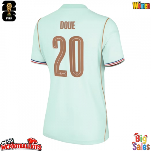 France Desire Doue #20 Replica Away Stadium Shirt for Women World Cup 2026 Short Sleeve